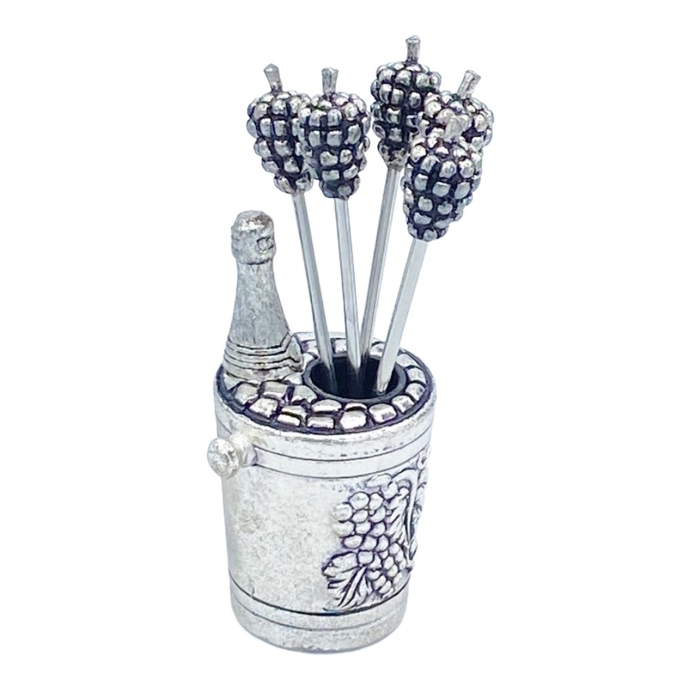 Vintage European Silver Plated Olive Cocktail Fork Set